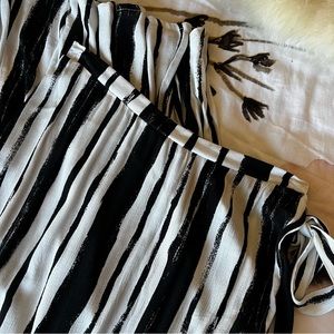 Cotton On Faux Wrap Maxi Skirt in Black & White Stripe Size Medium